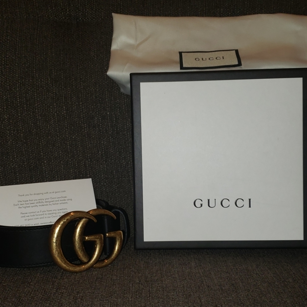 Gucci-Leather Belt w/ Double G Buckle